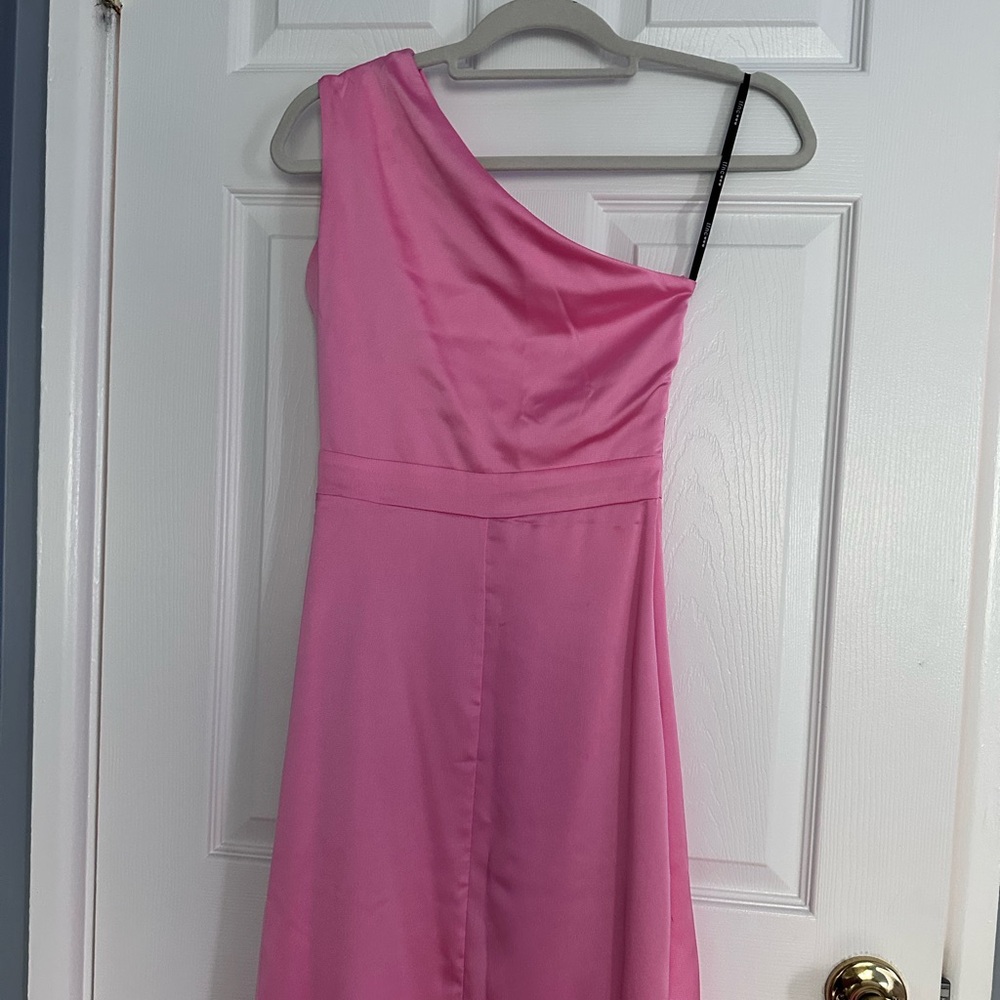 ASOS Pink Asymmetrical Ruched Gown - Picture 2 of 4